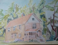 SOLD - "Bisher Home," Watercolor on Paper
