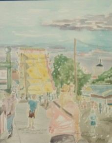 SOLD - "If We Get Separated, Meet at the Giant Slide," Watercolor on Paper, $325 at the WI State Fair Expo Building - 2015.