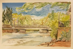"Main Street Bridge, Waterford, WI" Watercolor on Paper.